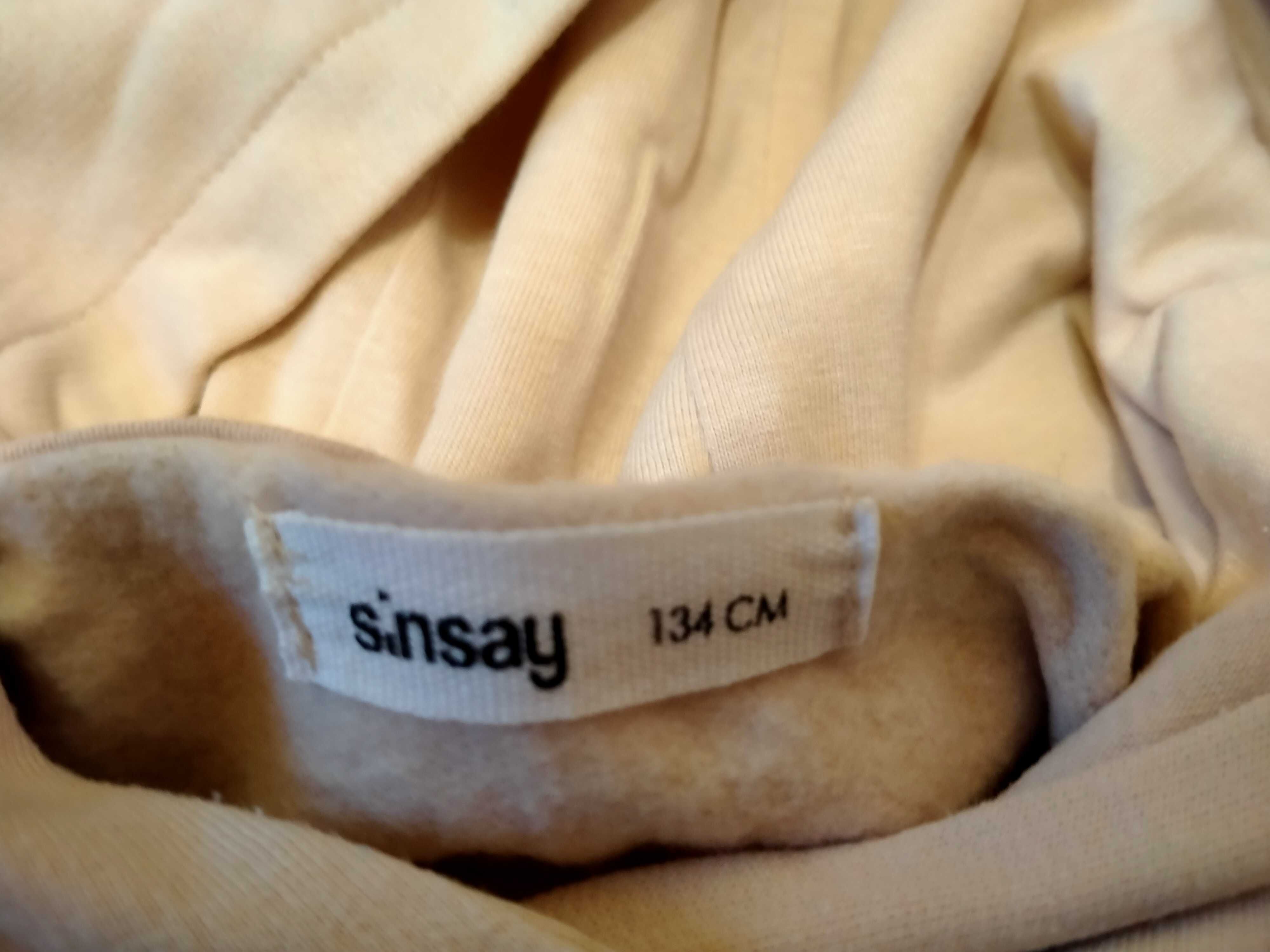 bluza beżowa z kotkiem na rowerze SINSAY 134