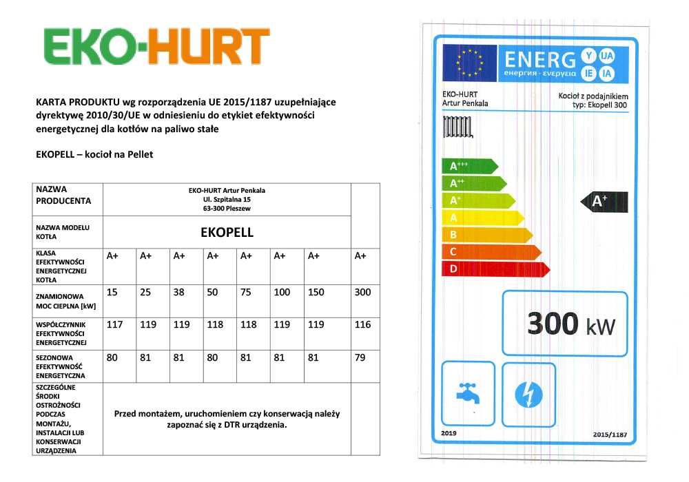 Kocioł na pellet 5 klasy -moc 300 kW- certyfikat ecodesign Pleszew