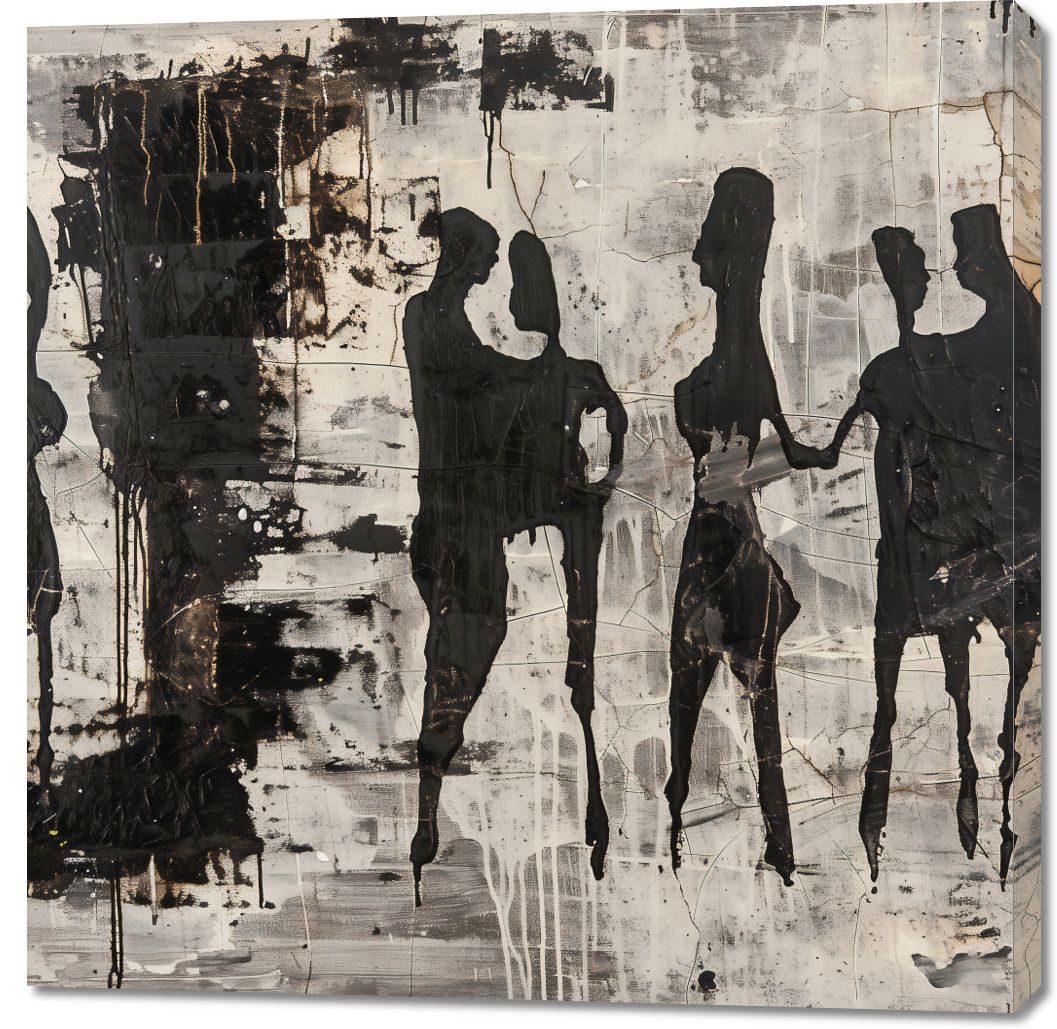 Obraz 100x100cm Szarzy Ludzie