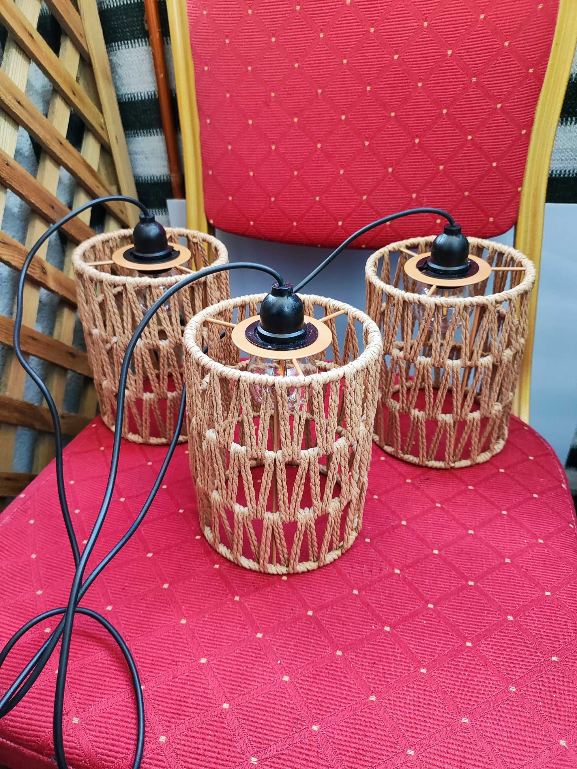 Lampa Rattanowa Boho Lampka wisząca sufitowa wiklinowa z wikliny