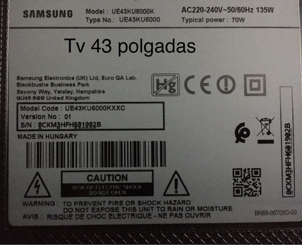 Placa Tv samsung 43