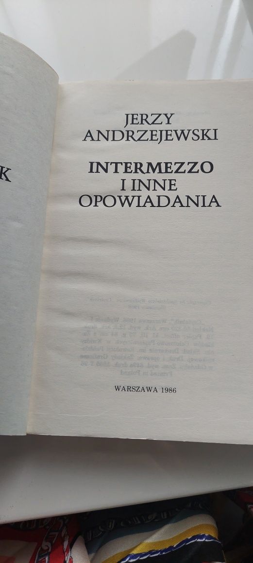 Jerzy Andrzejewski. Intermezzo i inne opowiadania. 1986.
