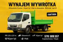 Wynajem Wywrotka Mitsubishi Canter kat B do 3,5t  Kiper