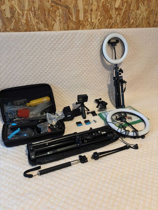 GoPro 8 Black Edition + Ring lights + acessórios + tripés