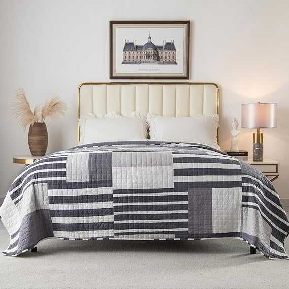 narzuta patchworkowa dwustronna narzuta na łóżko podwójne 220x240 cm