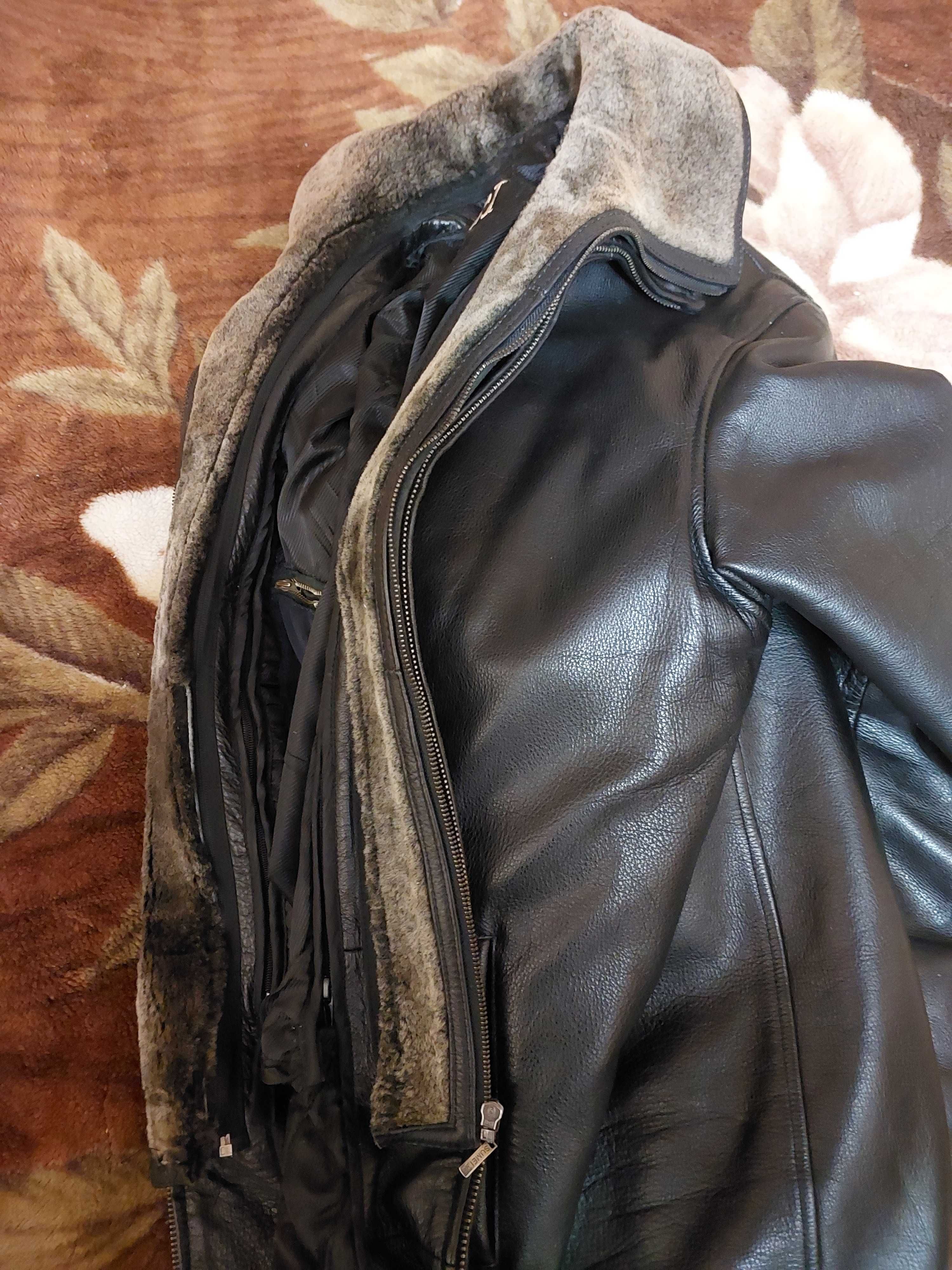 Шкіряна зимова куртка чорна (натуральна шкіра) розмір 3XL б/в