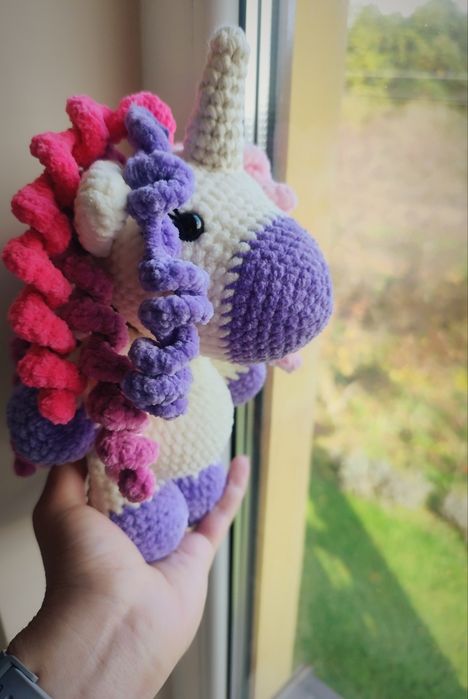 Вязаные игрушки, вязаный единорог