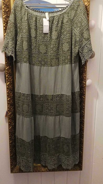 Sukienka damska długa w stylu boho, khaki.