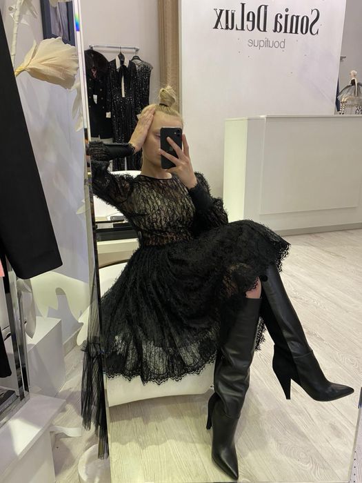 Жіночі чорні шкіряні чоботи Aniye By