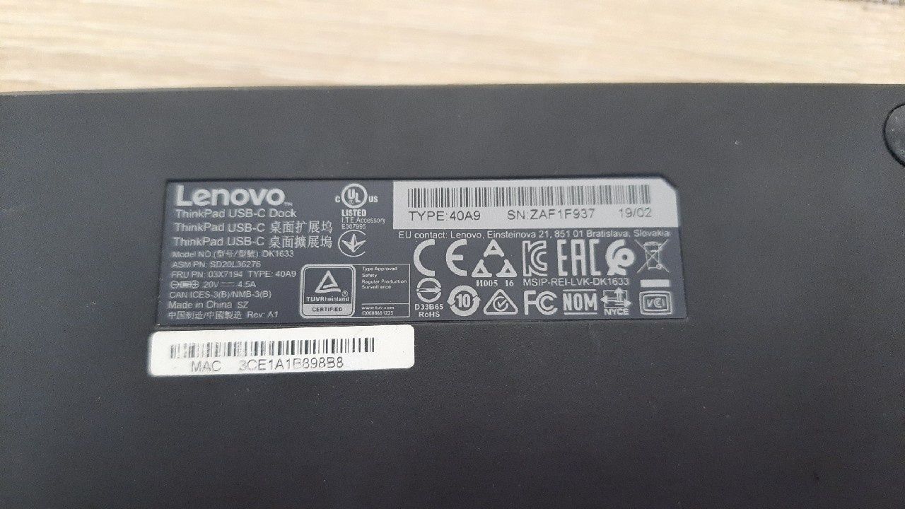 Stacja dokująca Lenovo ThinkPad USB-C Dock 40A9