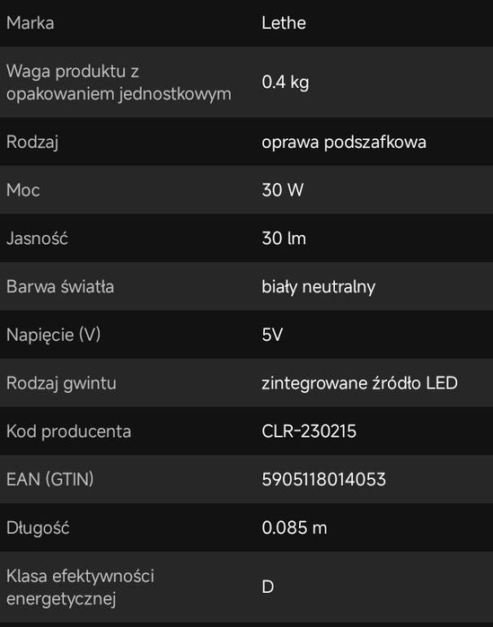 Lampki podszafkowe LED