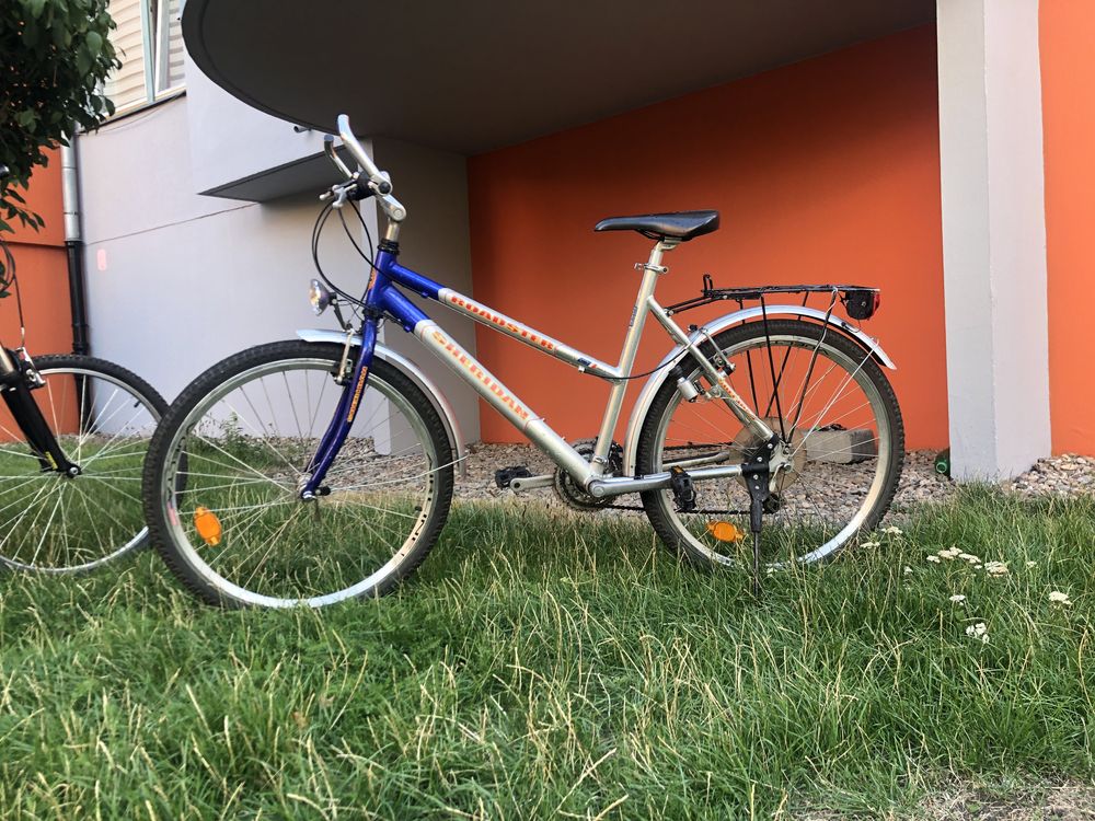Rower górski MTB srebrny z bagażnikiem. Bardzo dobry stan