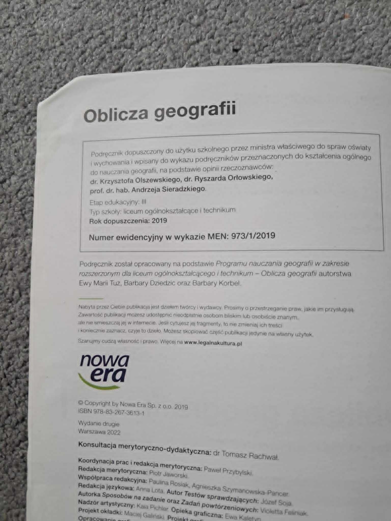 Podręcznik Klasa 1 liceum geografia rozszerzenie Oblicza geografii