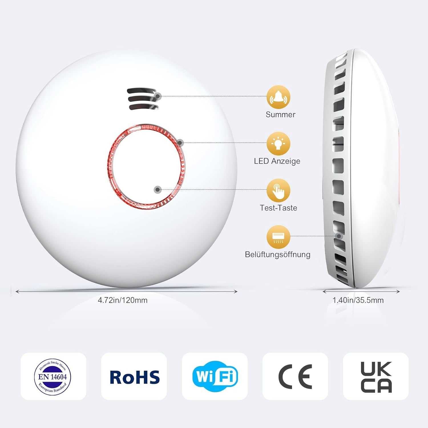 Czujnik dymu smart Wi-Fi/ TUYA, GS558D/ zestaw 2 szt