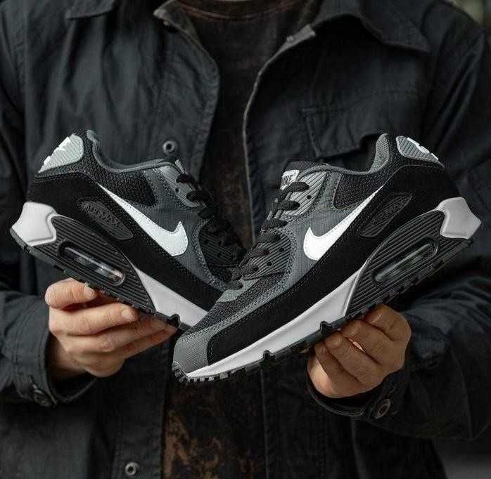 Мужские кроссовки Nike Air Max 90 Black Grey White 40-45 найк аир Хит!