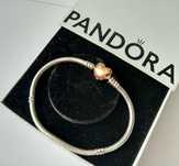 Bransoletka Pandora modułowa serce logo rose gold srebro 925 Nowa