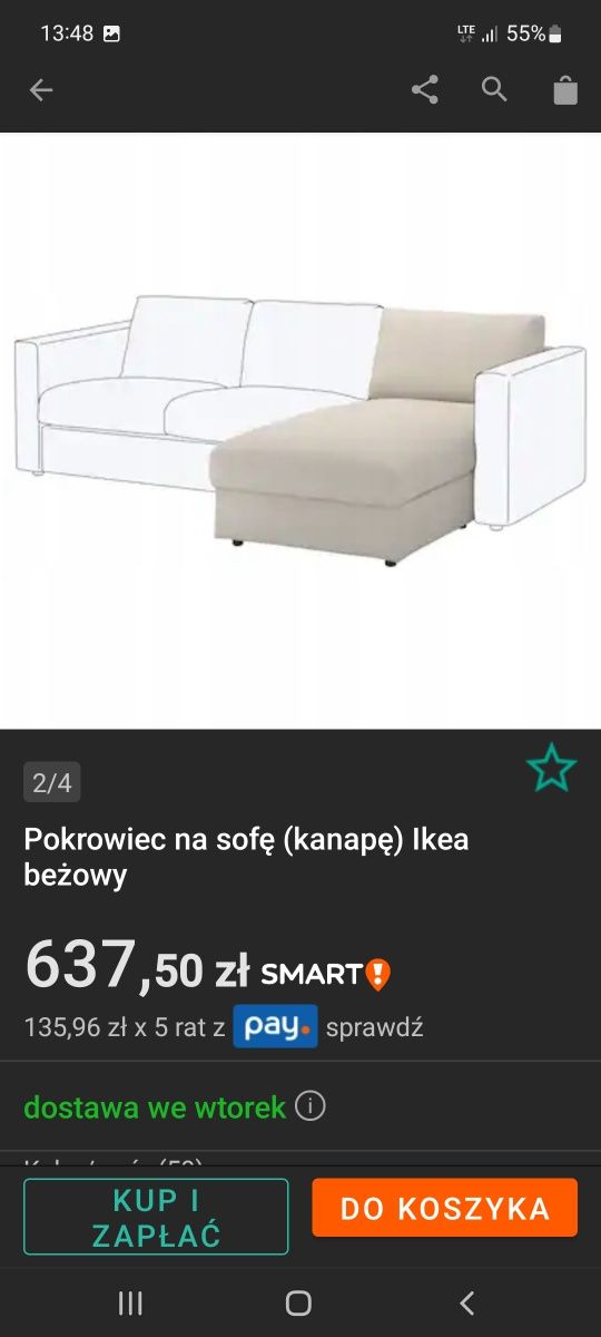 Vimle IKEA pokrowiec .szezlong