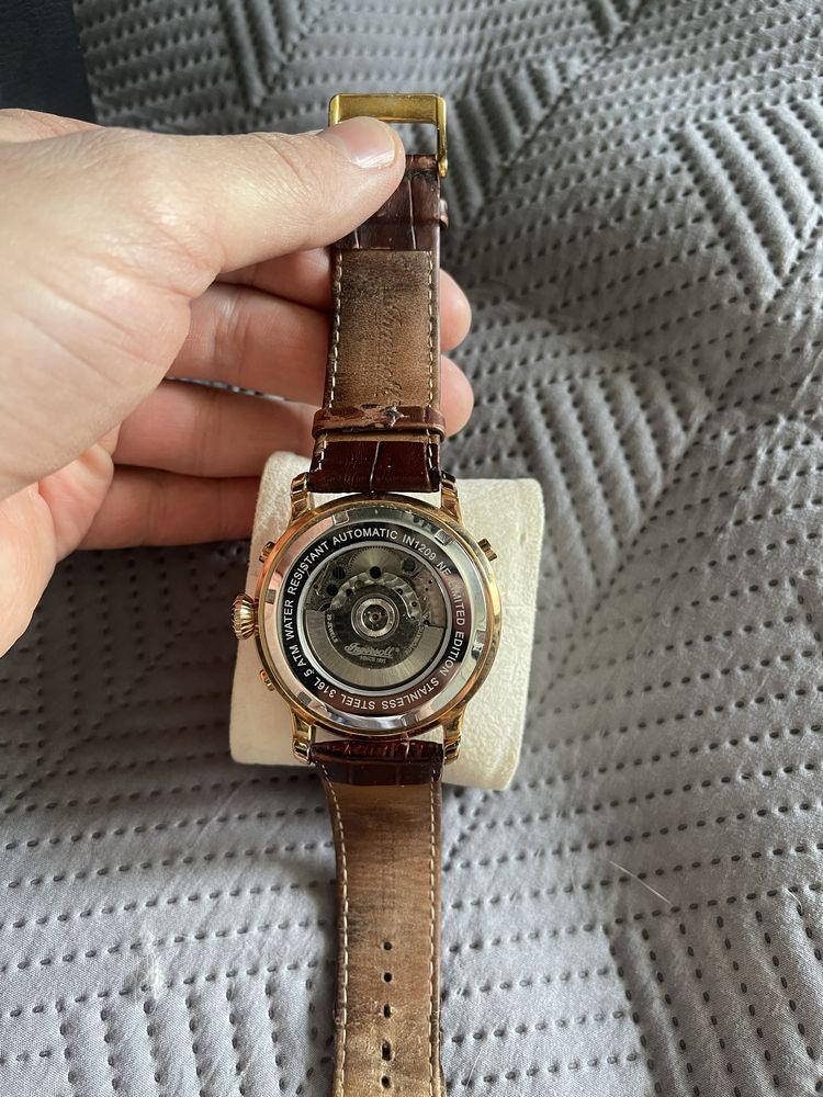 Мужские часы Ingersoll Automatic  IN1209RWH с коричневым ремешком