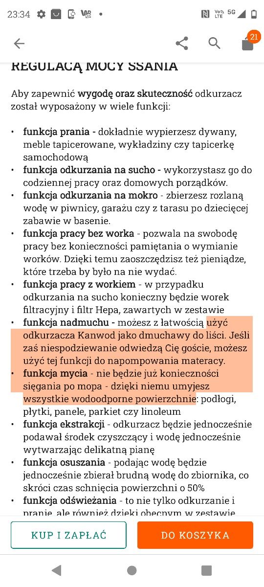 Odkurzacz piorący