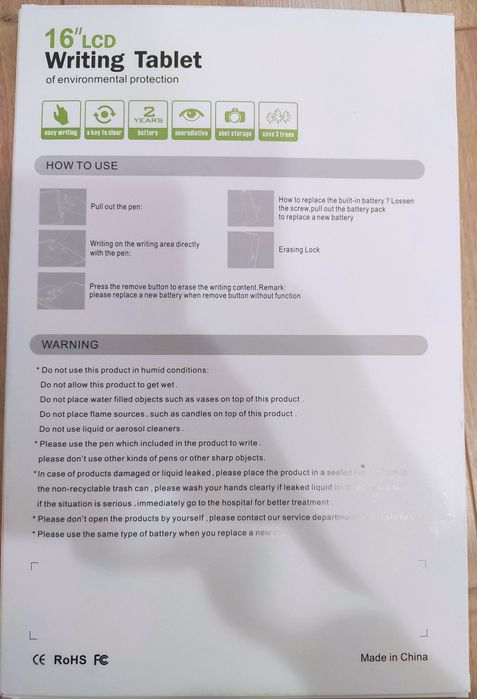 16-calowy Przenośny Tablet LCD do Pisania + Nowa bateria.