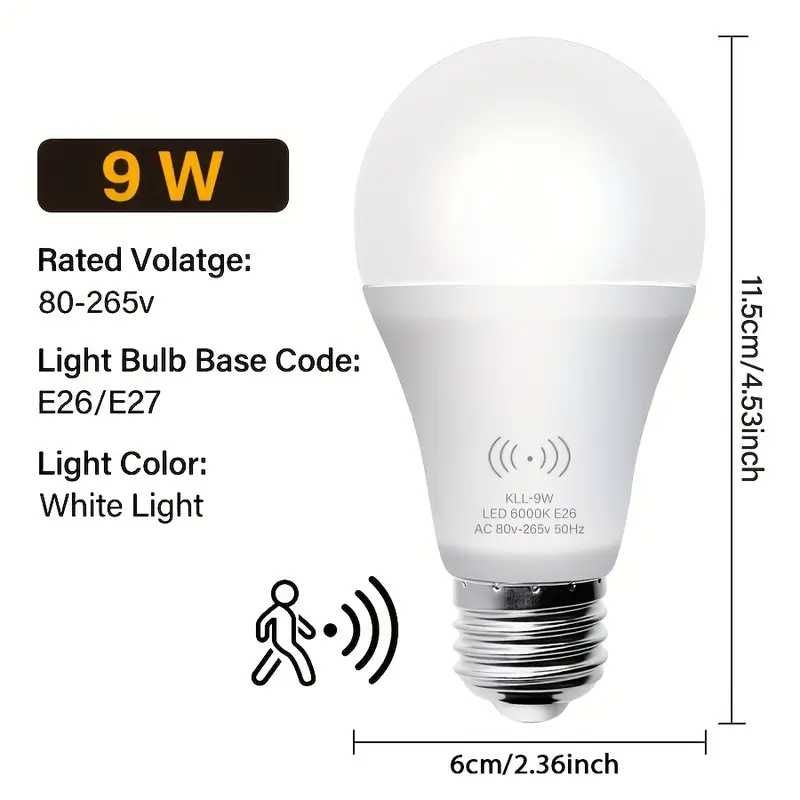 Lâmpada LED com Sensor de Movimento , 9W - novo