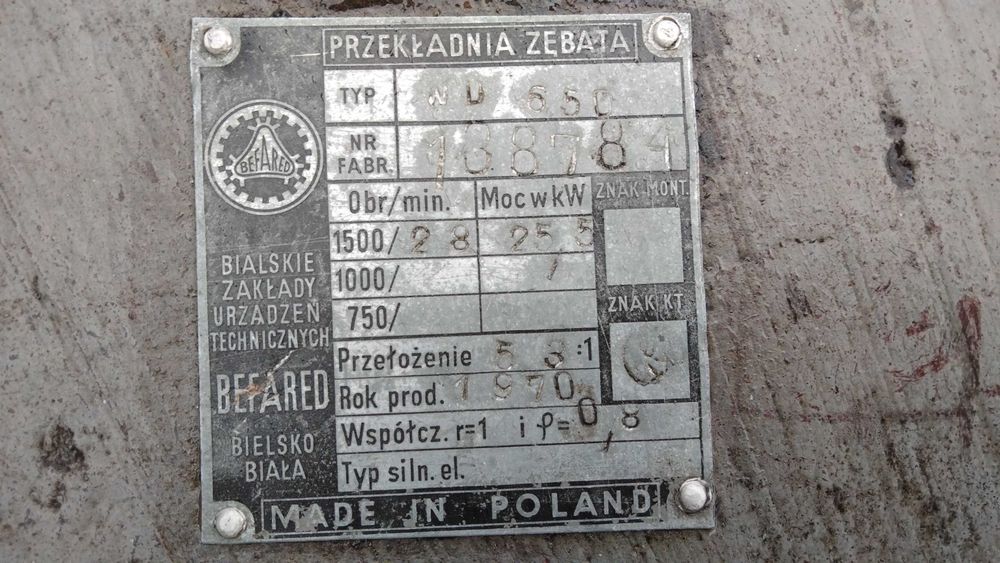 Przekładnia Zębata Wd 650 Reduktor Befared 53:1 Nowa (nie uzywana)