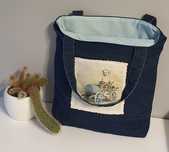 Torba jeansowa, shopperka, handmade, rękodzieło, decoupage, na prezent