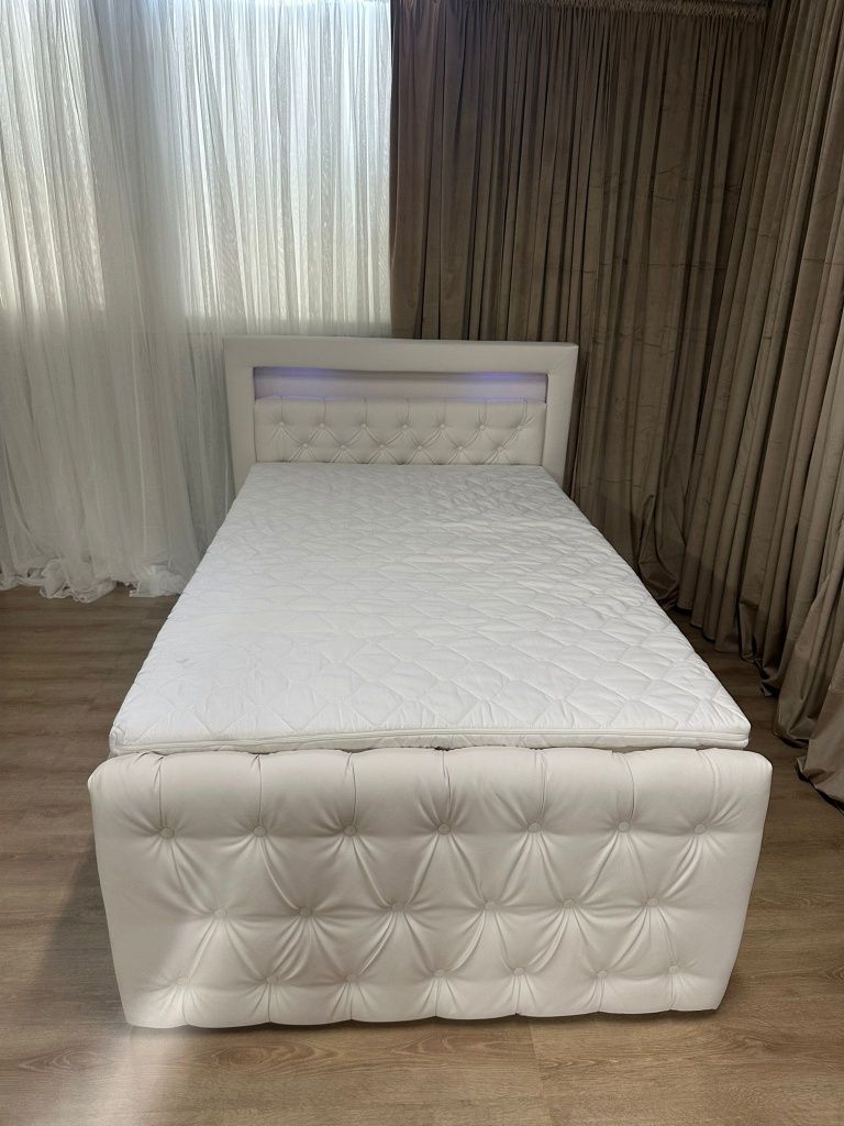 Nowe Łóżko 120x200 Materac Ledy Toper Pojemnik Na Pościel Białe