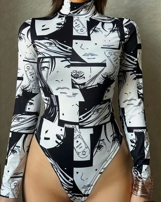 NOWE body czarno białe L