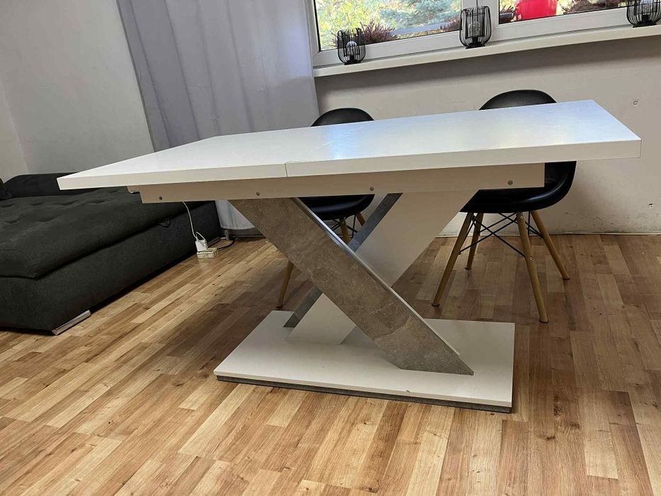 Stół rozkładany biało szary