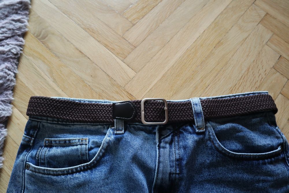 Pasek pleciony brązowy 105 cm