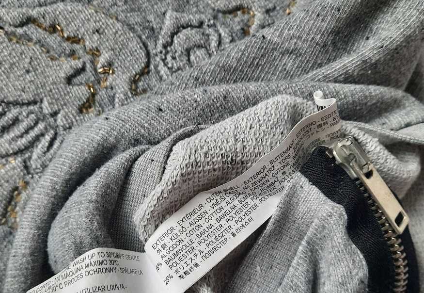 Stradivarius super tunika tłoczony ptak ciepła długa szara bluza S S/M