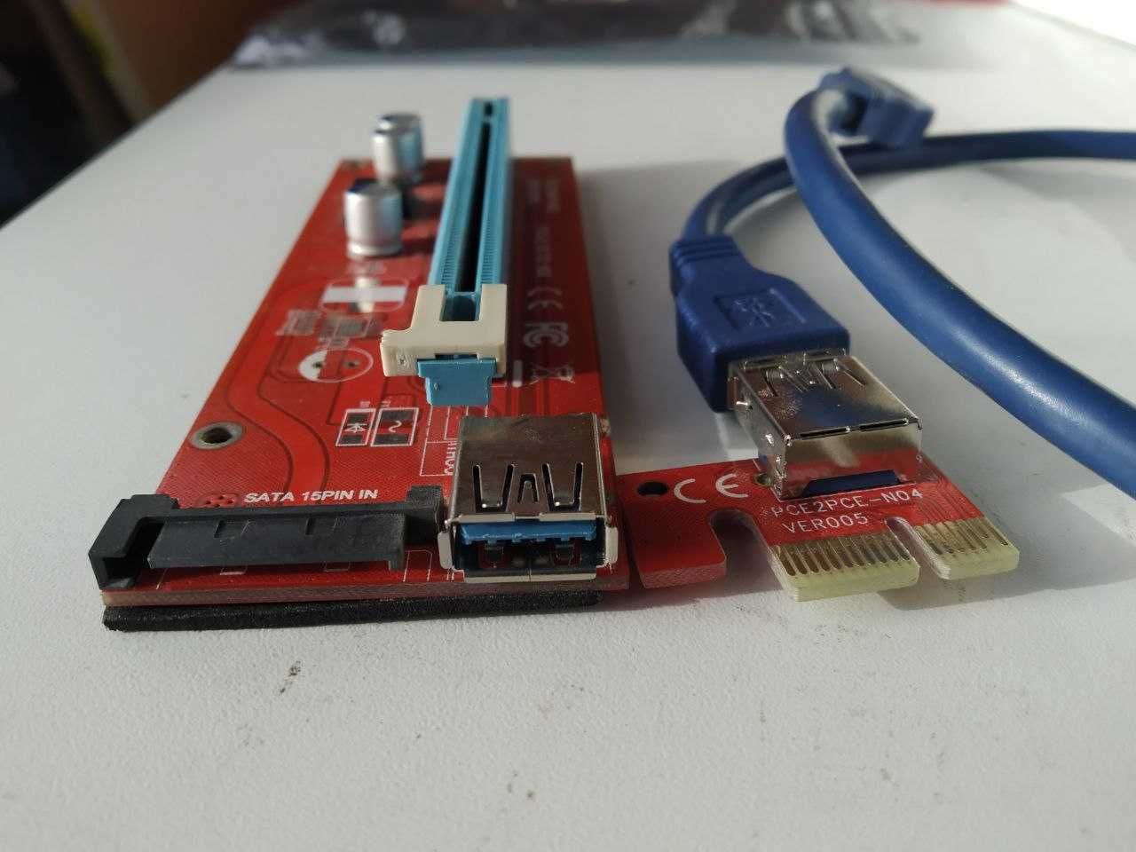 Райзер Riser PCI-E 1x to 16x ver.006c 007s адаптер М.2 vga dvi hdmi