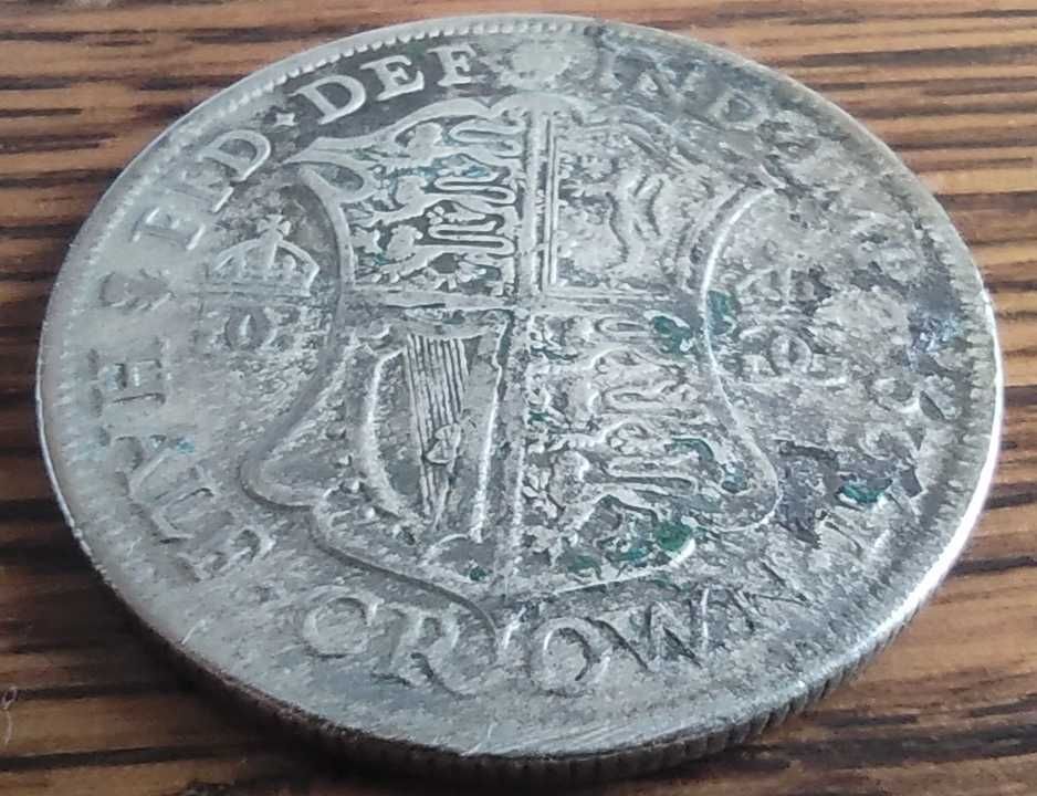 Moneta srebrna Anglia half crown pół korony 1929 srebro ag