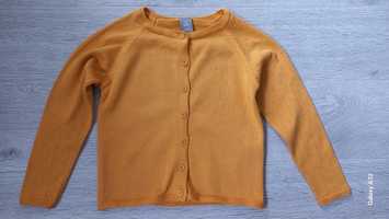 Bawełniany kardigan 104 musztardowy sweter rozpinany