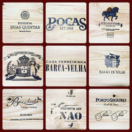 Marcas de vinhos diversos gravados em madeira!
