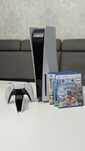 PlayStation 5 (napęd) + 1 pad + 3 gry + gratis ładowarka - stan idealn
