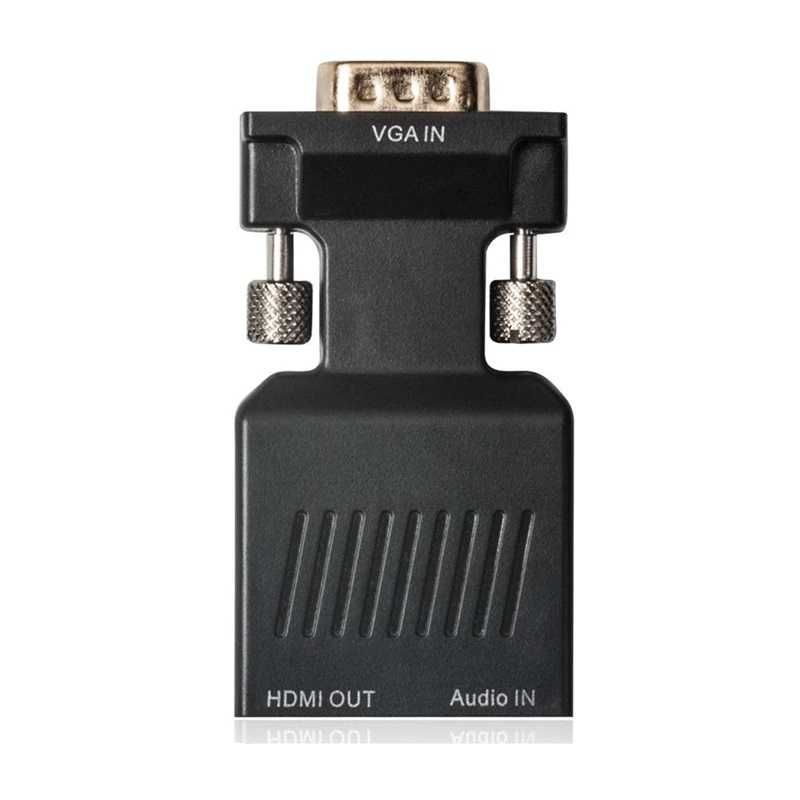 Conversor Adaptador VGA Macho para HDMI Fêmea c/ Áudio p/ PC Monitor