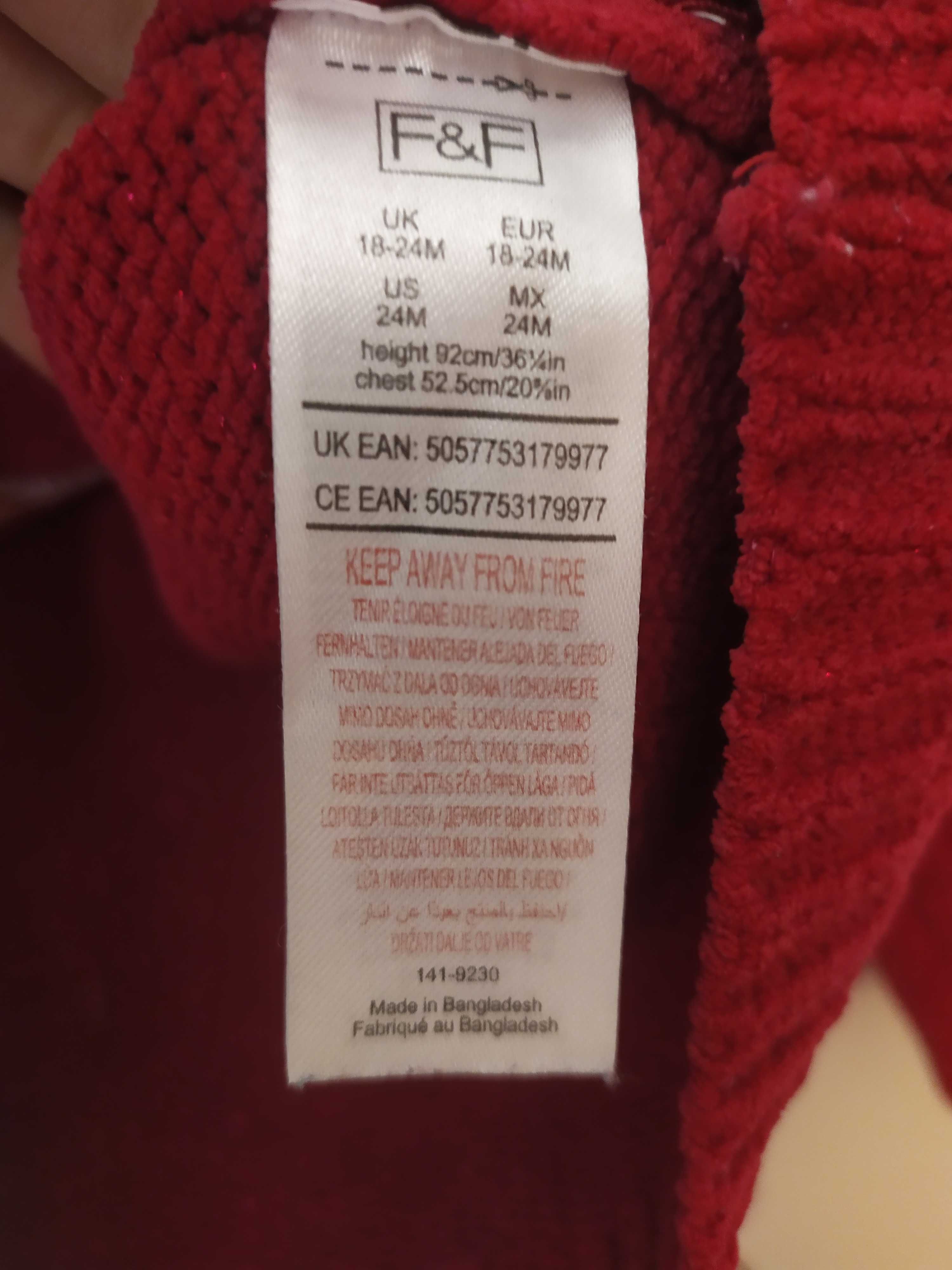 Śliczny dziewczęcy sweterek F&F Kids r.92