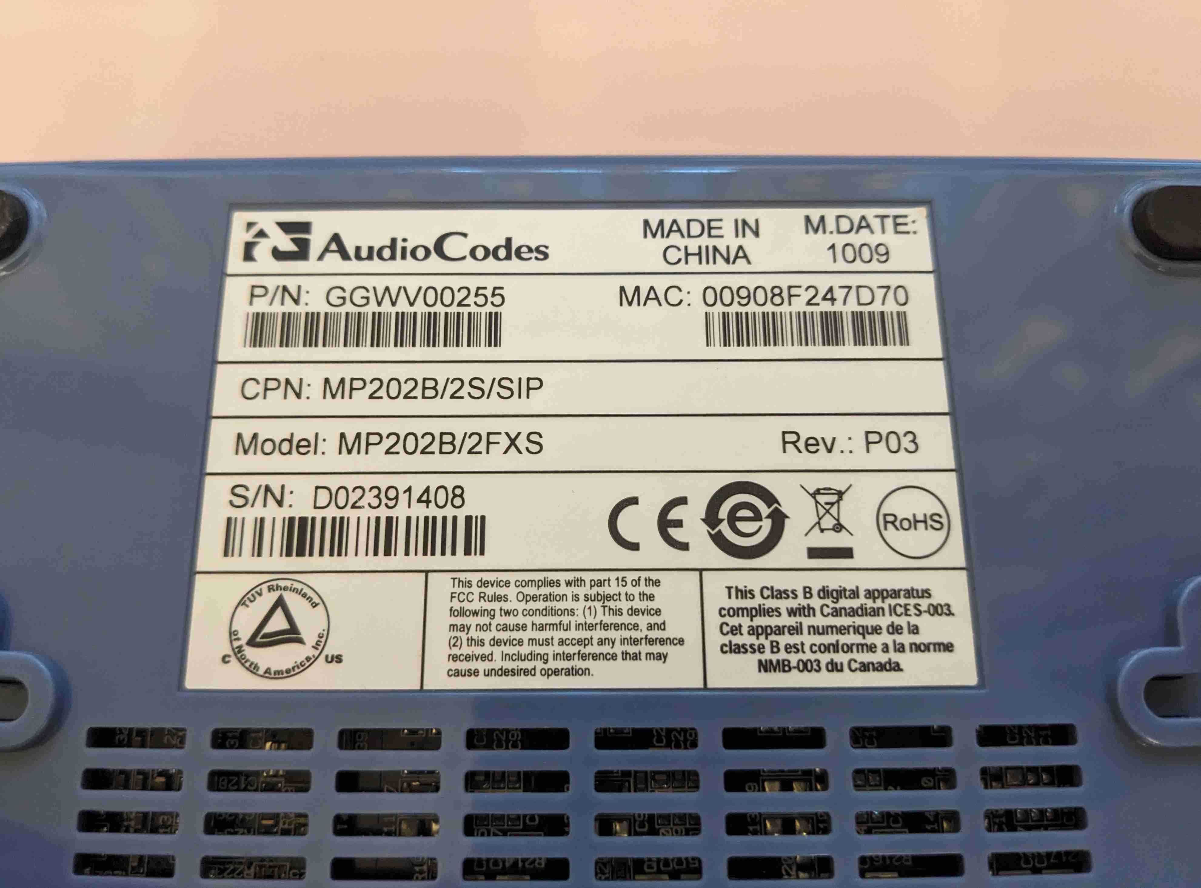 Голосовой FXS-шлюз AudioCodes MP-202 Mediapack