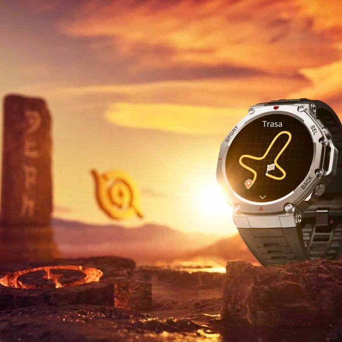 Smartwatch Męski GPS Wodoodporny Sport Amoled Menu PL Czarny Zegarek