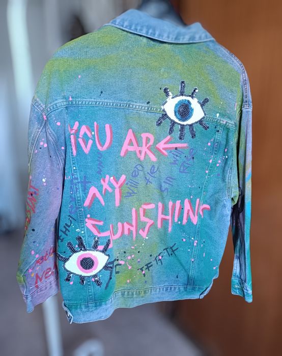 Casaco de ganga todo estampado