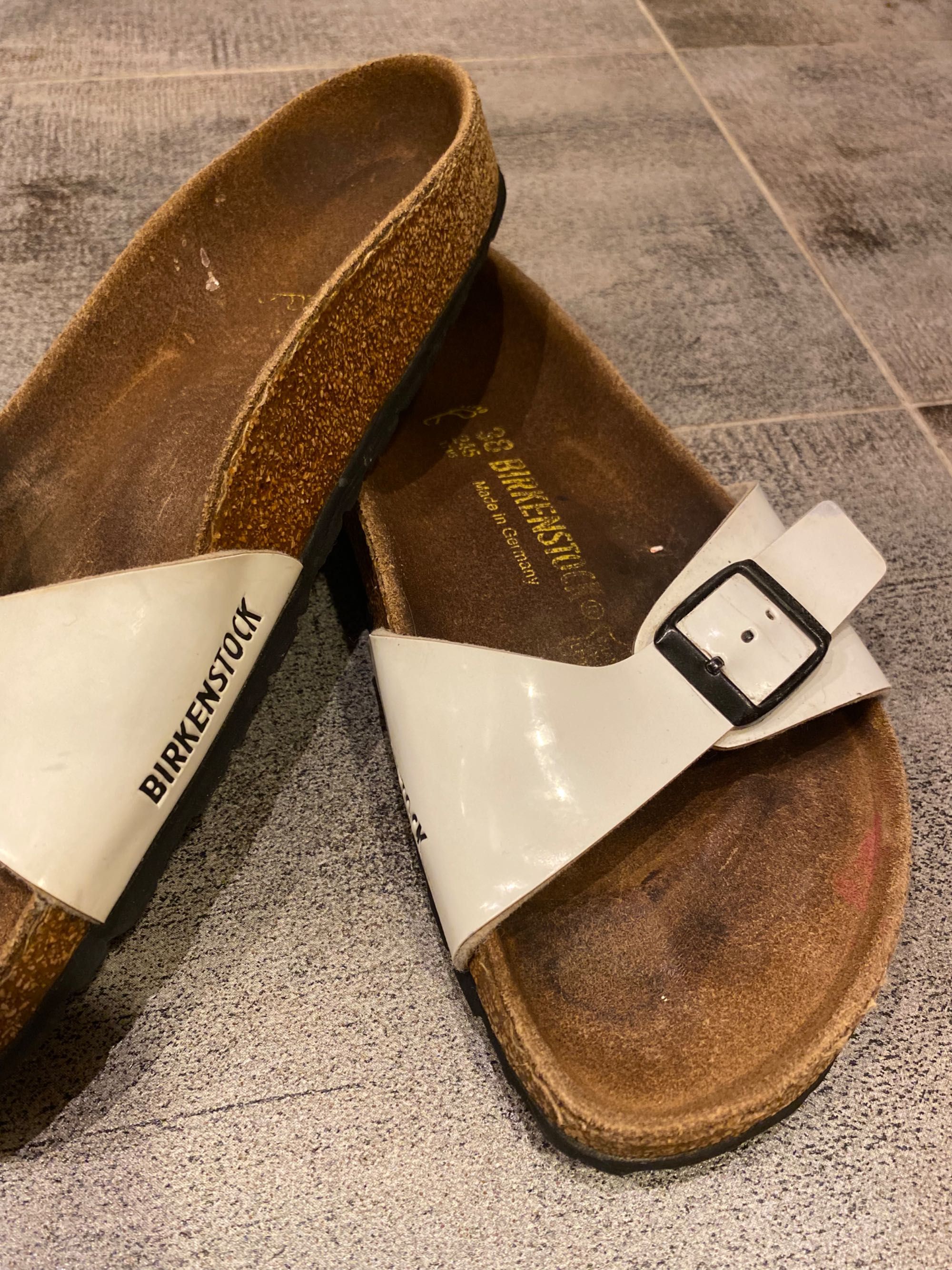 Birkenstock 38,5 r 24,7 cm sandały klapki japonki białe korkowe lato
