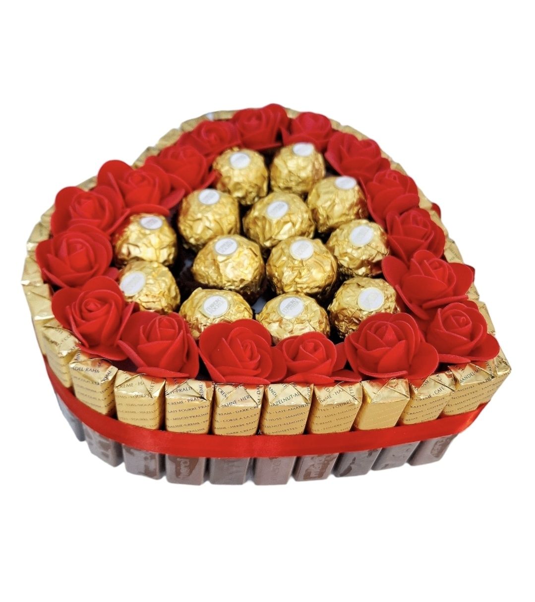 Tort serce Merci Ferrero Rocher bukiet zestaw prezentowy box upominek