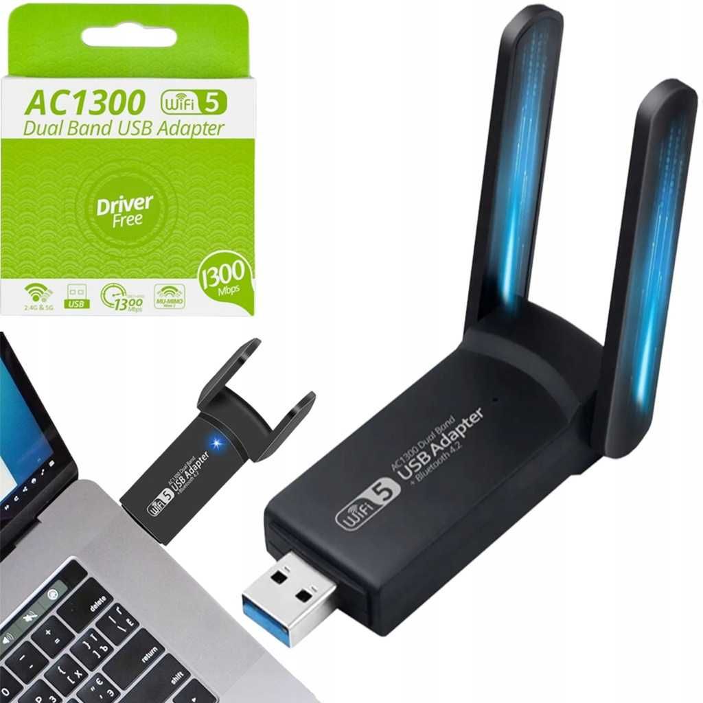Дводіапазонний USB 3.0 Wi-Fi адаптер 2.4/5GHz 1300 Mbps