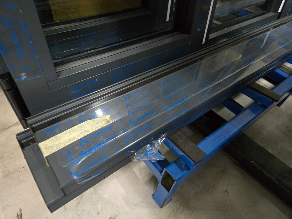 NOWE okno ALUMINIOWE 132 x 162 kolor antracyt 7016 Cortizo i 125 x 265