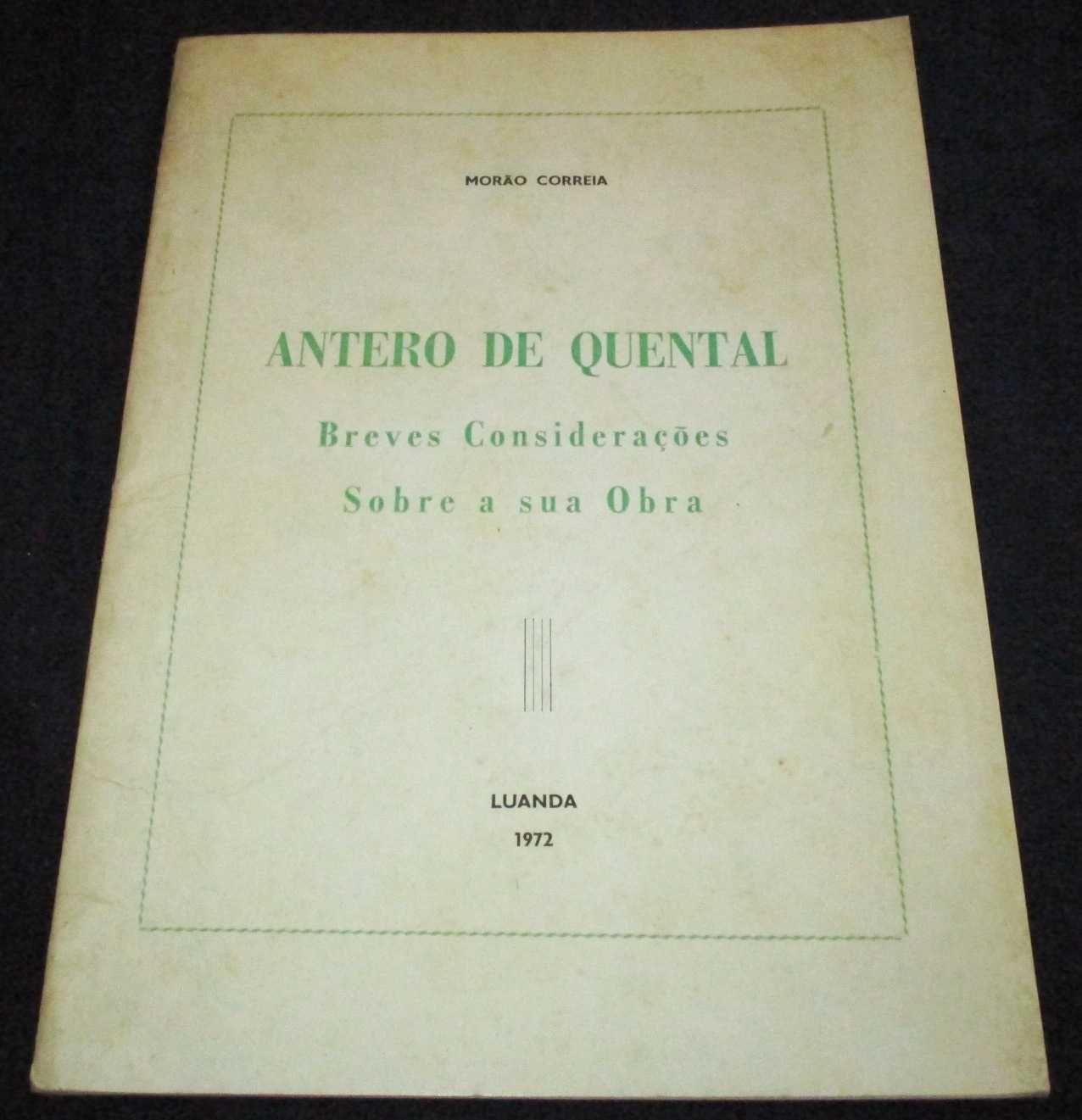 Livro Antero de Quental Breves Considerações Morão Correia Autografado
