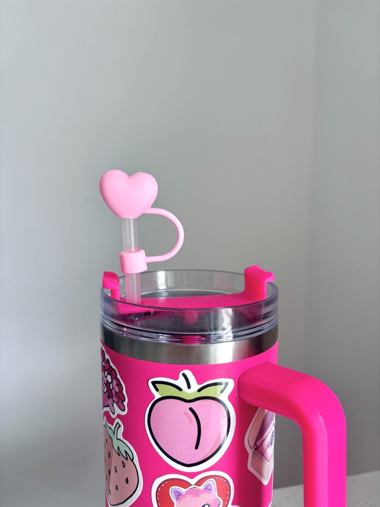 Kubek typu stanley różowy duży z rurką 1200ml
