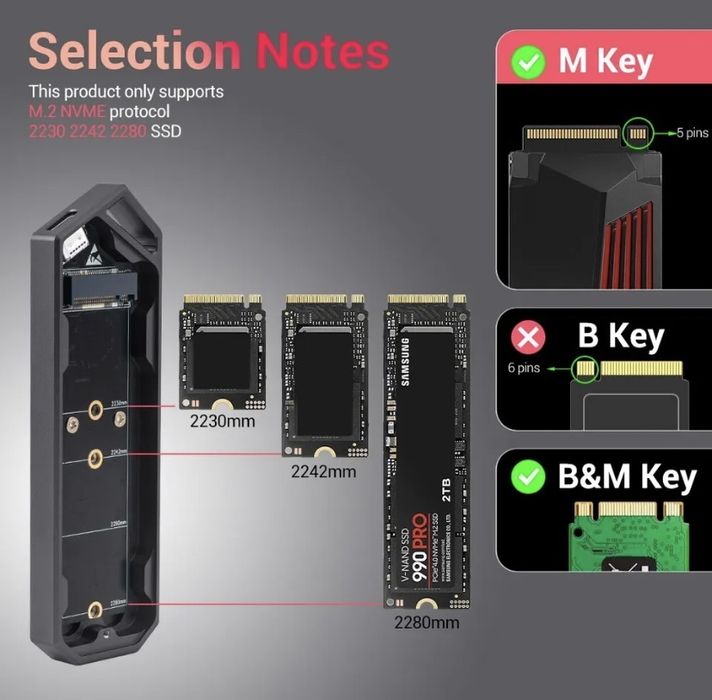 Карман UnionSine M.2 SSD Enclosure NVMe PCIe SSD