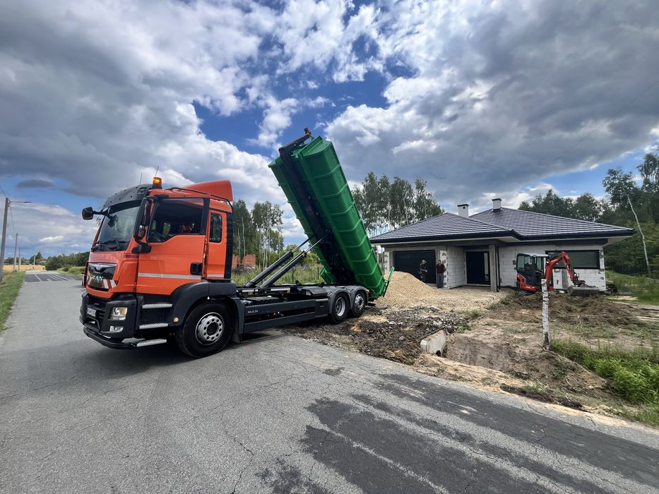 Kontener na gruz • Transport • Rozbiórki • Wykopy • Hakowiec